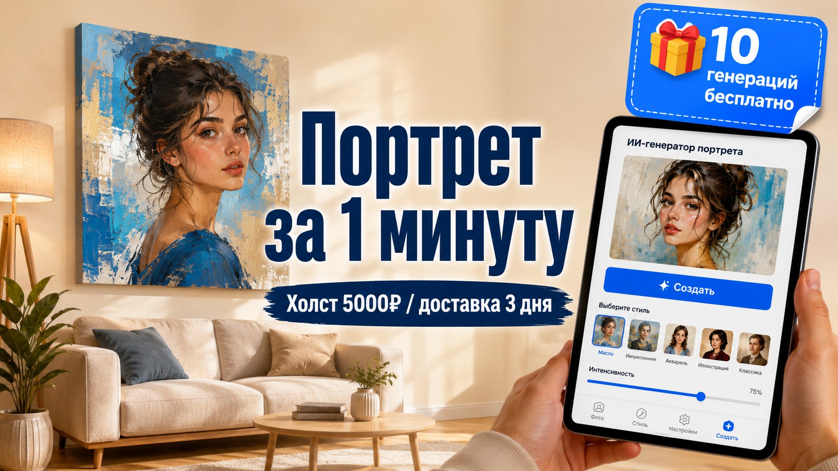 PaintyBox_AI | ИИ портрет на холсте